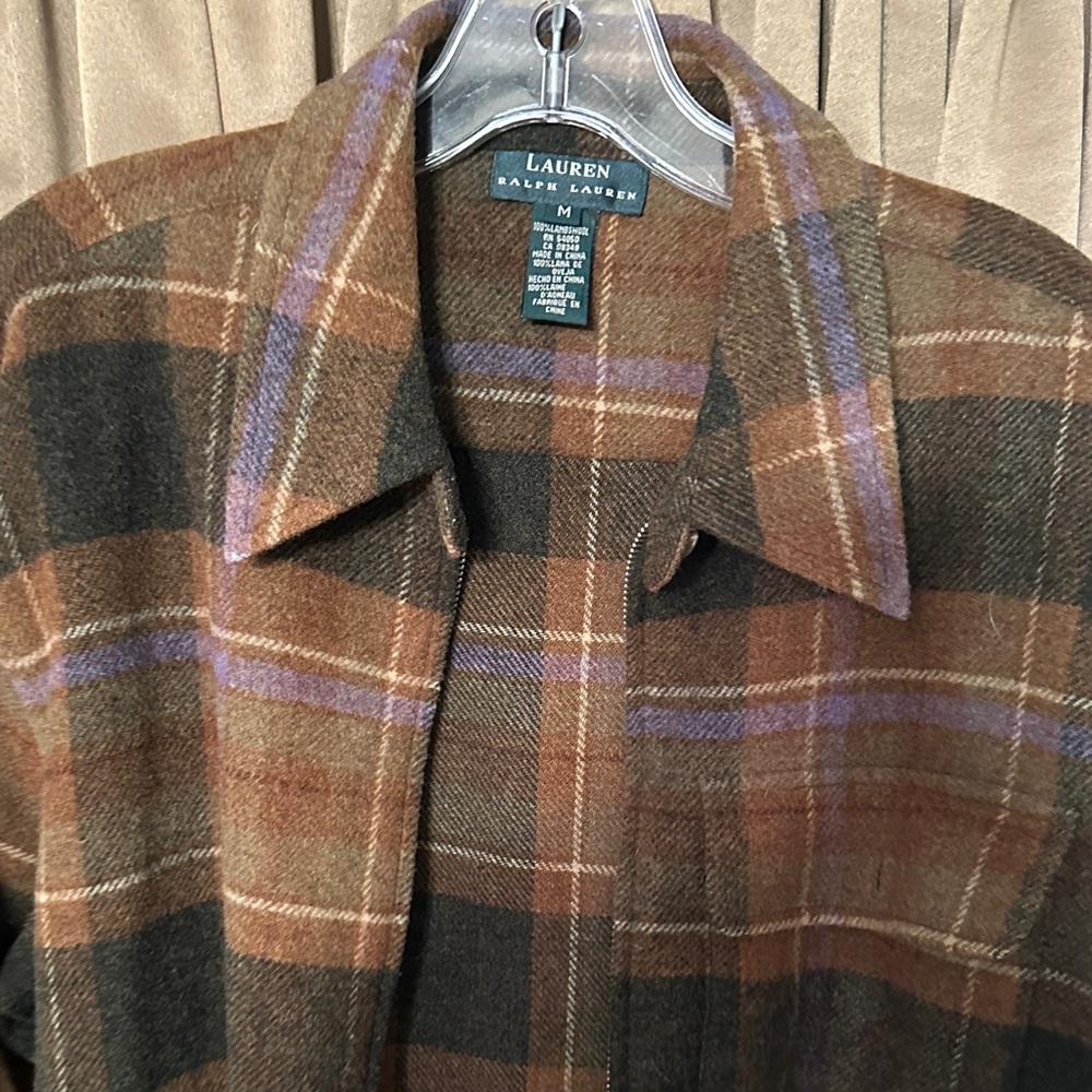 Lauren Ralph Lauren Brown and Purple Plaid Jacket